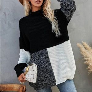 Chunky block high neck sweater